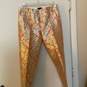 J. Crew Gold and Orange Motif pant size 00